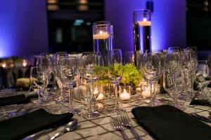Amazing glassware and textured table linen at the Red Oak Ballroom