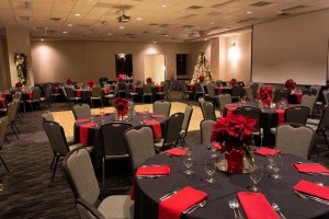 Elegant black and red Holiday Party set in Houston, CityCentre