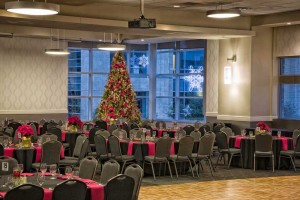 Elegant black and red Holiday Party set, Red Oak Ballroom B in Houston, CityCentre