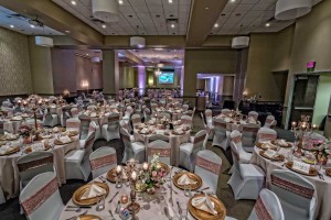 Beautiful Copper and White theme for a Wedding Reception at the Red Oak Ballroom in Fort Worth, Sundance Square
