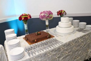 Wedding Cake Display at the Red Oak Ballroom in San Antonio