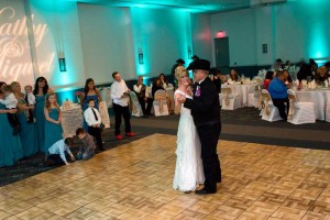 Happy Wedding Couple dancing at the Red Oak Ballroom A in San Antonio