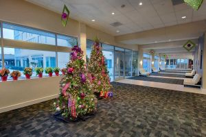 Lobby at Houston CityCentre decorated for the holidays