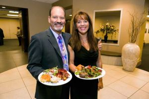Guests enjoying a Dinner Buffet, Holiday Party at the Red Oak Ballroom