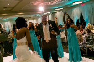 Happy Couple dancing with Guests at the Red Oak Ballroom in Houston, CityCentre