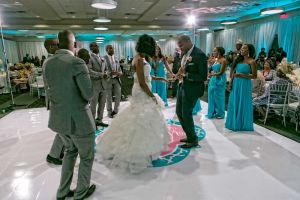 Happy Couple dancing with Guests at the Red Oak Ballroom in Houston, CityCentre