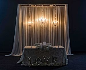 Distinctive and Dramatic Head Table Decorations available at the Red Oak Ballroom in San Antonio