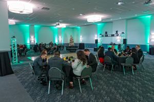 Red Oak Ballroom, San Antonio North Park. view of Red Oak Ballroom-A set for a Holiday Party