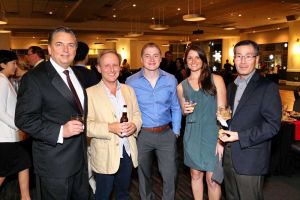 Guests enjoying a Holiday Party at Houston, CityCentre Red Oak Ballroom B